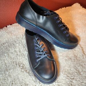 Dr. Martens Black Leather Oxfords with Blue Sole
